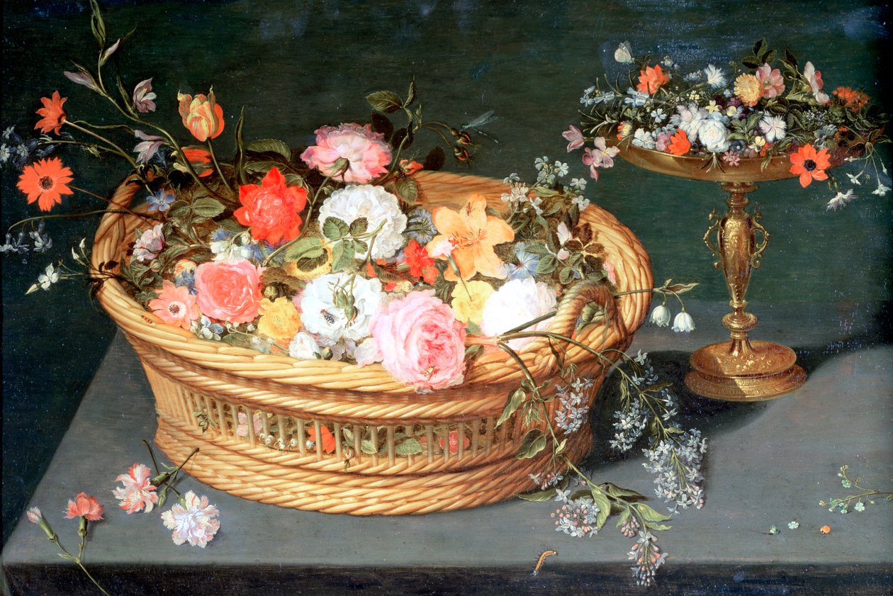 En kurv med blomster, c1590-1625 af Jan the Elder Brueghel