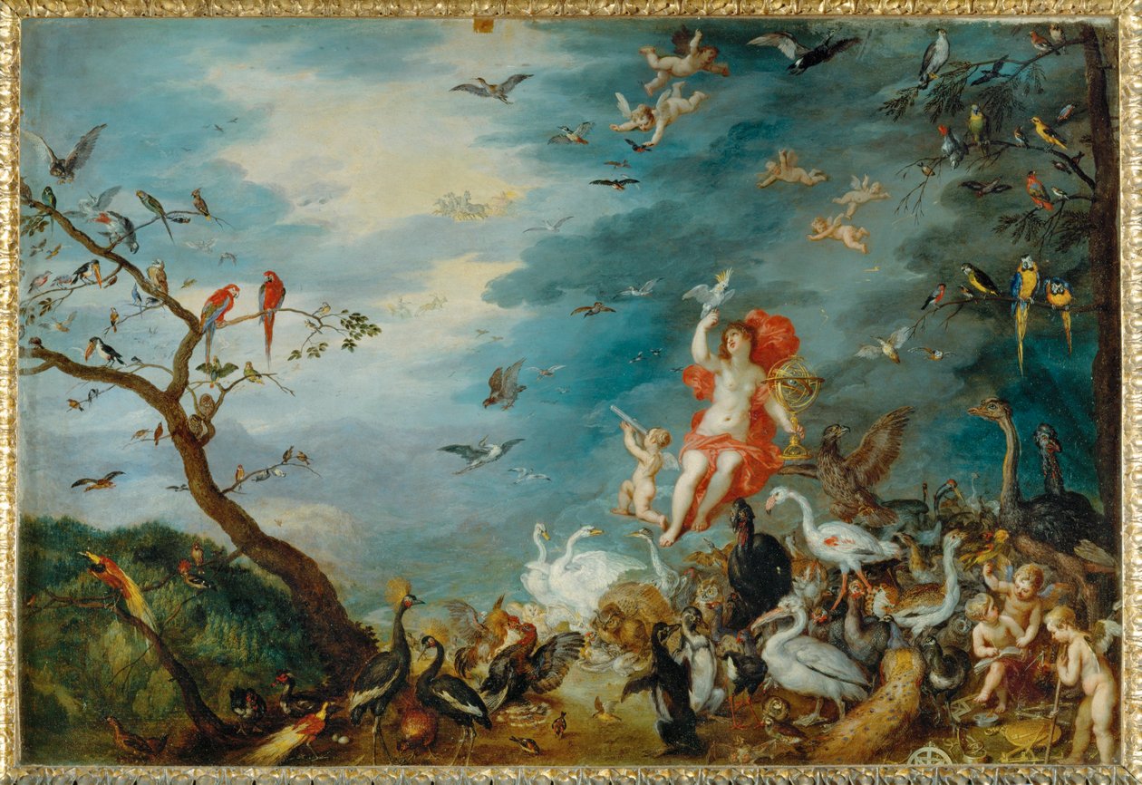 Luft - et af fire malerier, der viser de fire elementer, bestilt i 1607 af kardinal Federico Borromeo af Milano ... af Jan the Elder Brueghel