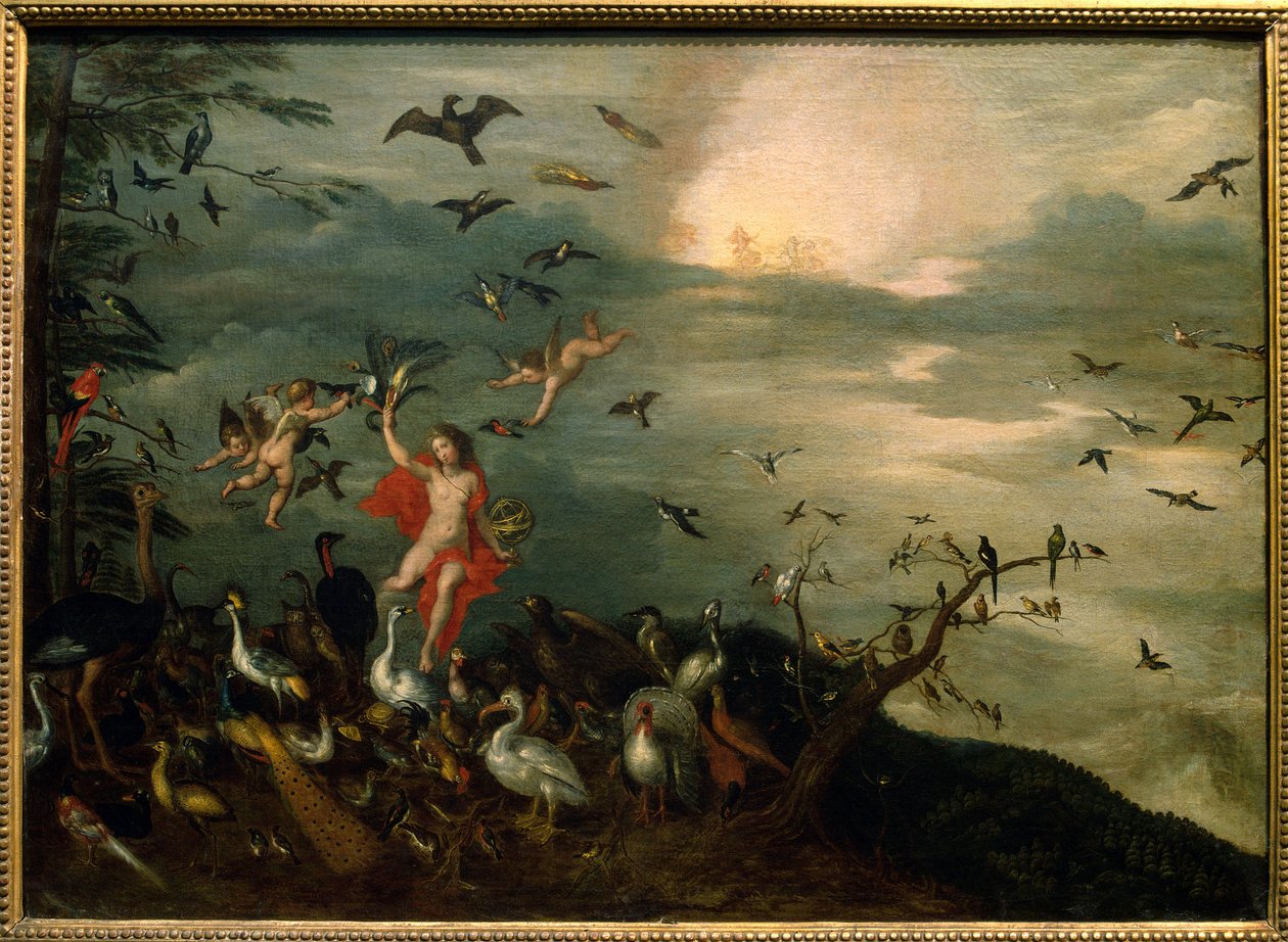Luft. Allegori af naturlige elementer. Maleri af Jan Brueghel I (Jean Breughel, Bruegel eller Breugel) kendt som De Velours (L
