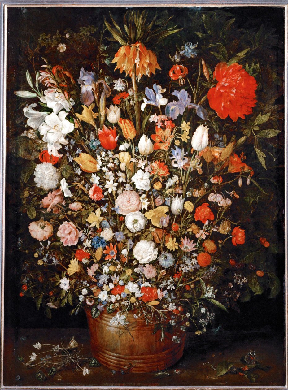 Stor blomsterbuket i en ... (olie på egetræ) af Jan the Elder Brueghel