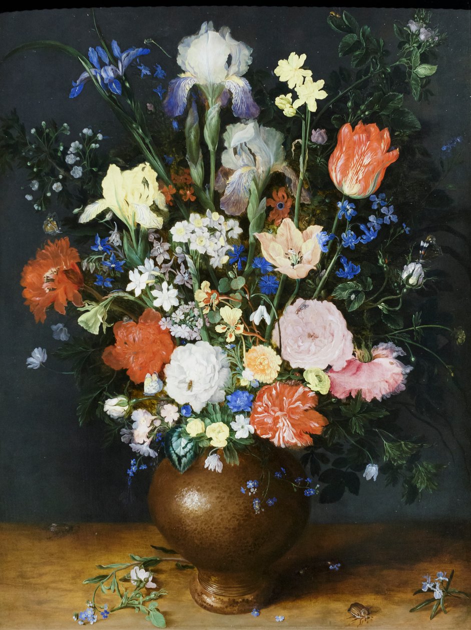 Buket i en lervase, ca. 1609 (olie på træ) af Jan the Elder Brueghel