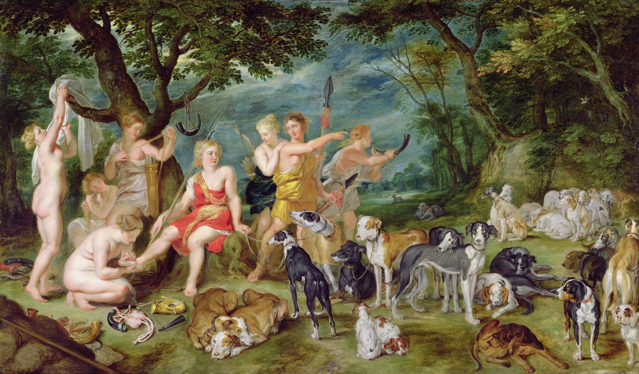 Diana og hendes nymfer forbereder sig på at tage på jagt af Jan the Elder Brueghel