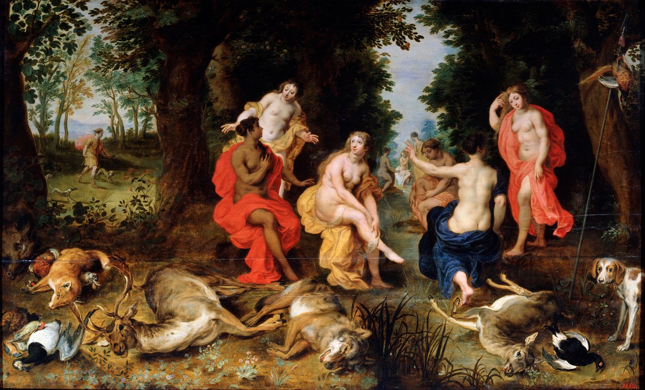 Dianas hvile på jagten, slutningen af det 16. eller begyndelsen af det 17. århundrede af Jan the Elder Brueghel