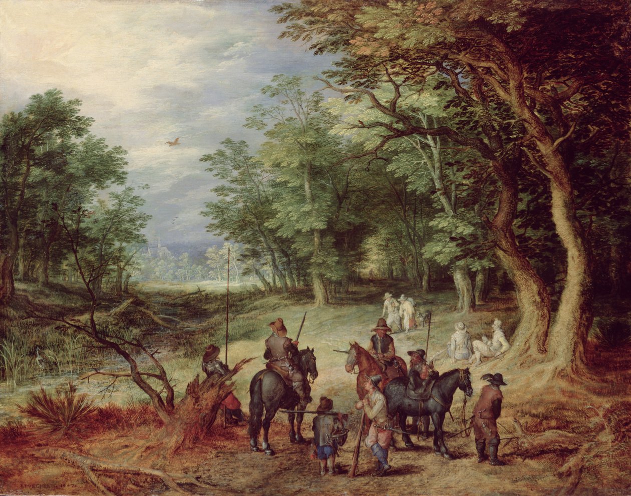 Feltlejr i en lysning, 1607 af Jan the Elder Brueghel