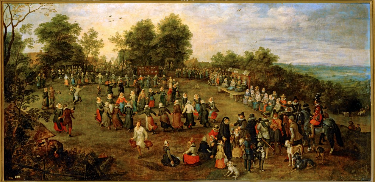 Folkedans foran ærkehertugerne ... (maleri på lærred) af Jan the Elder Brueghel