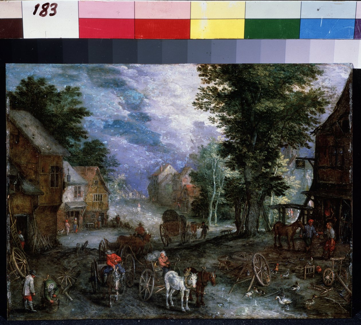 ""La forge"" (Landskab med en smedje) Maleri af Jan Brueghel I (Jean Breughel, Bruegel eller Breugel) kendt som De Velours (l