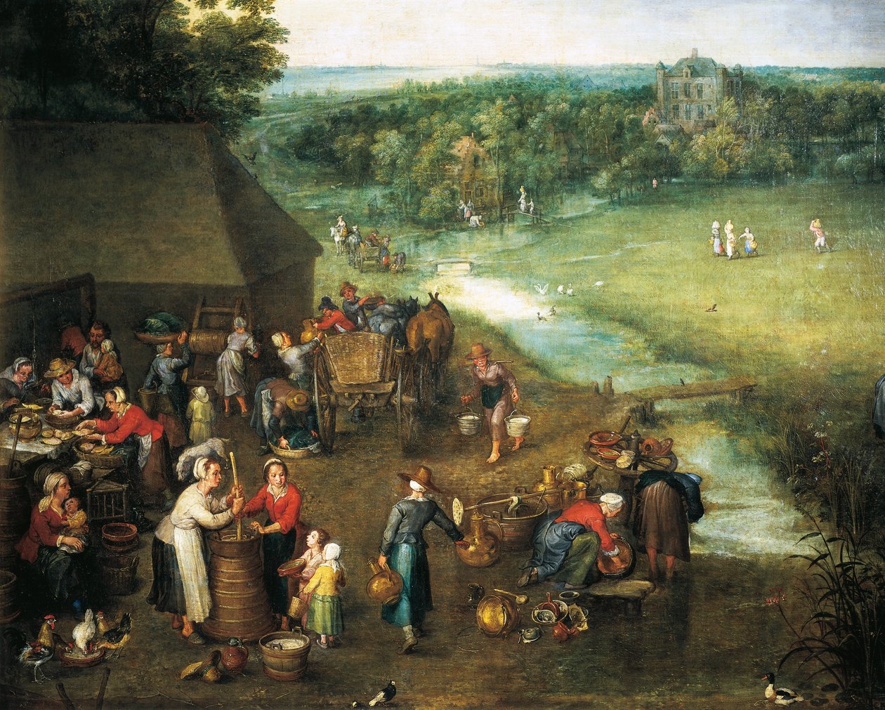 Liv på landet, detalje (maleri) af Jan the Elder Brueghel