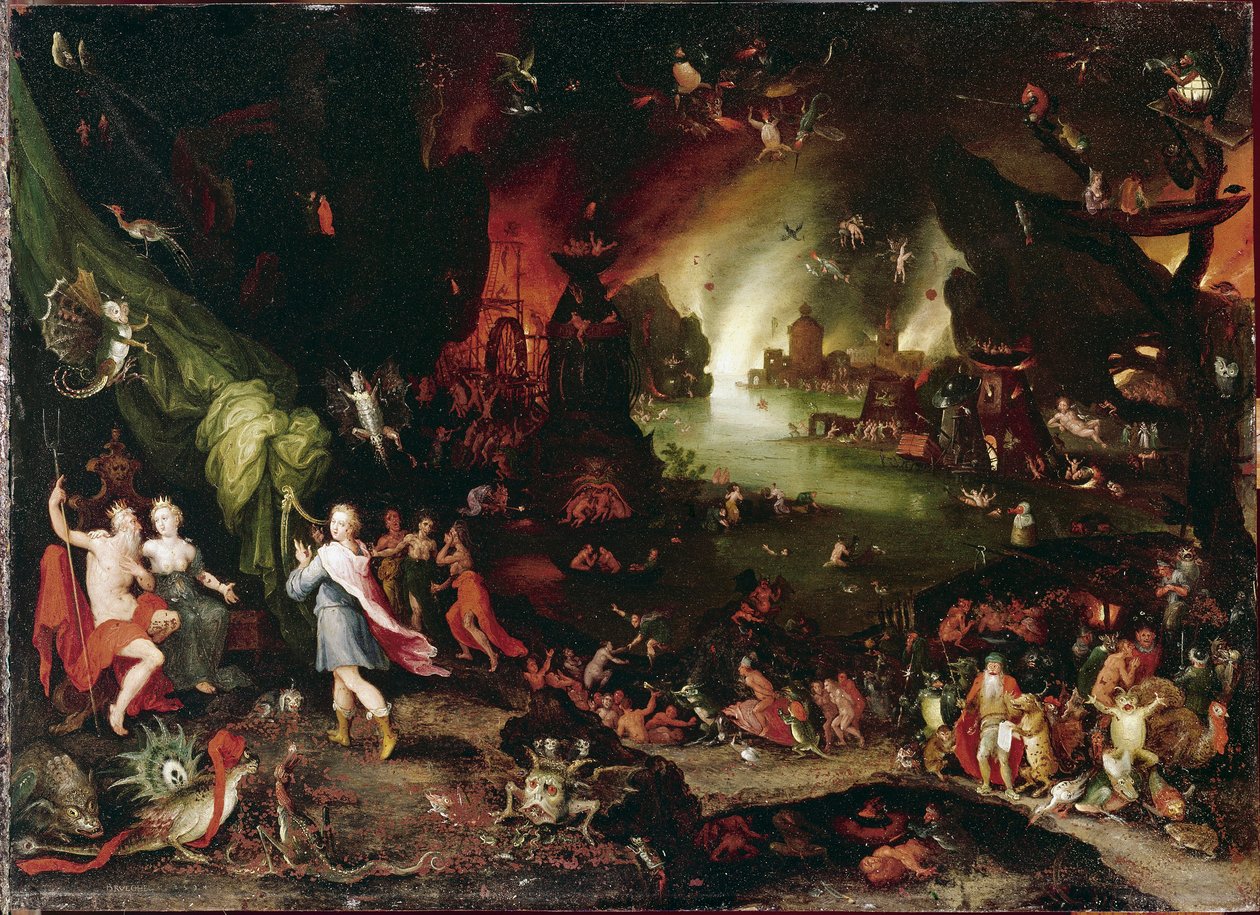 Orpheus in the Underworld Maleri af Jan Brueghel Le Vieux kalder Bruegel de Velours (Brueghel eller Breughel af Jan the Elder Brueghel