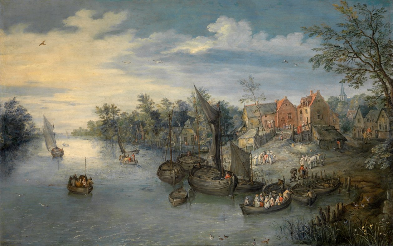 Flodlandskab af Jan the Elder Brueghel
