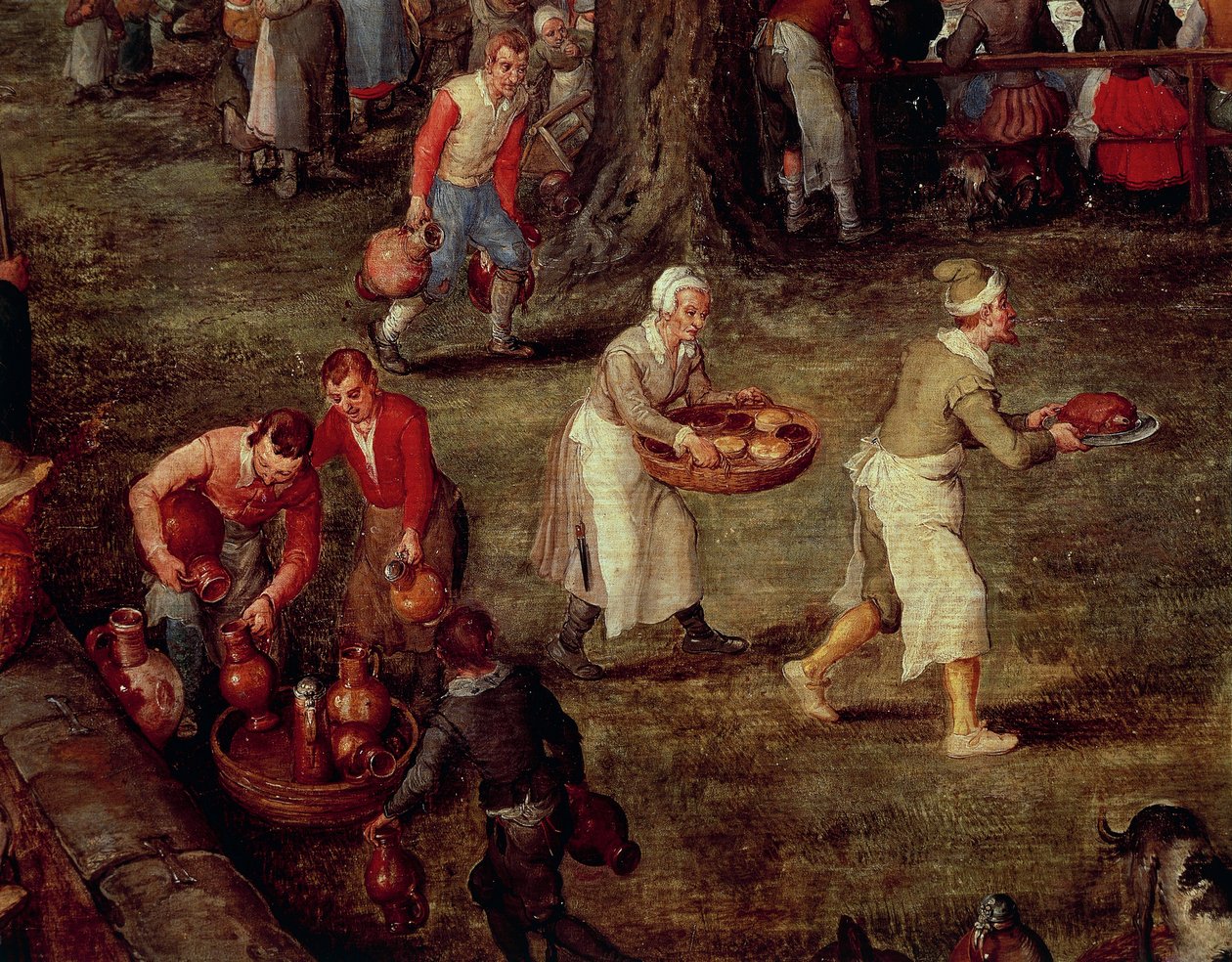 Tjenere, der bærer mad og vin af Jan the Elder Brueghel