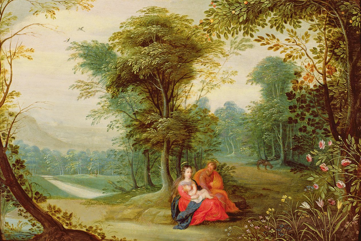 Resten på flugten til Egypten af Jan the Elder Brueghel