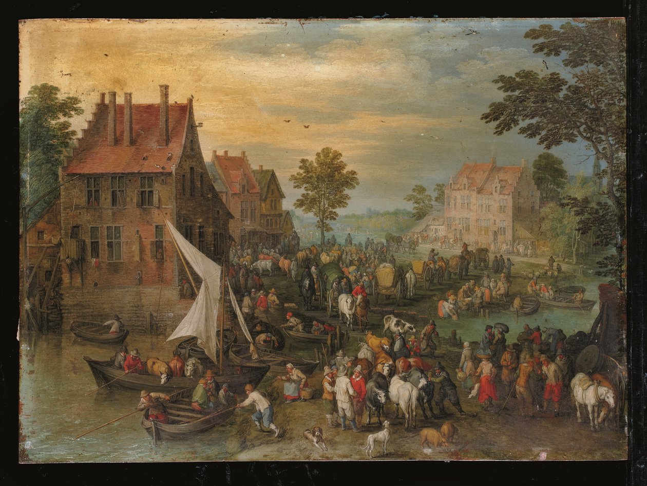 Markedets tilbagevenden (olie på kobber) af Jan the Elder Brueghel