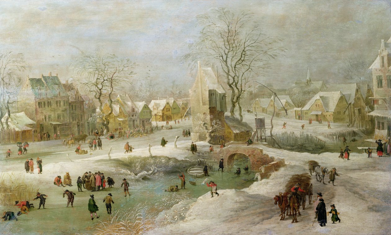 Vinterscene i Holland af Jan the Elder Brueghel