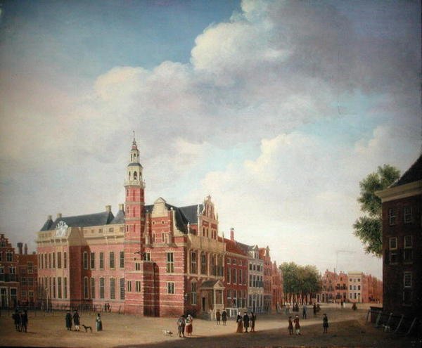 Udsigt over det gamle rådhus, Haag af Jan the Elder Ekels