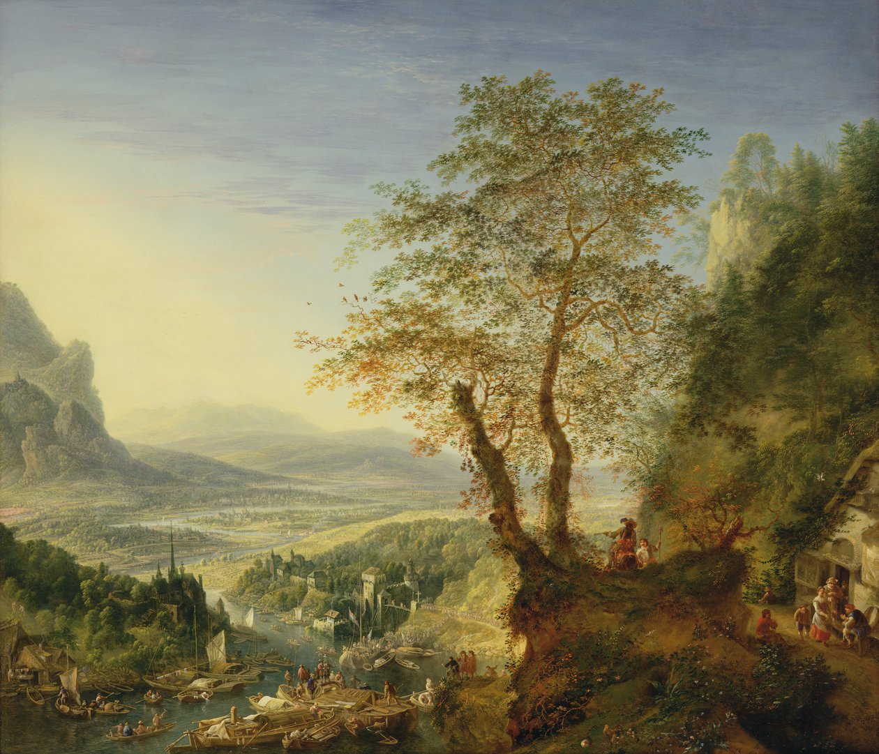 Et capriccio flodlandskab, ca. 1700 (olie på kobber) af Jan the Elder Griffier