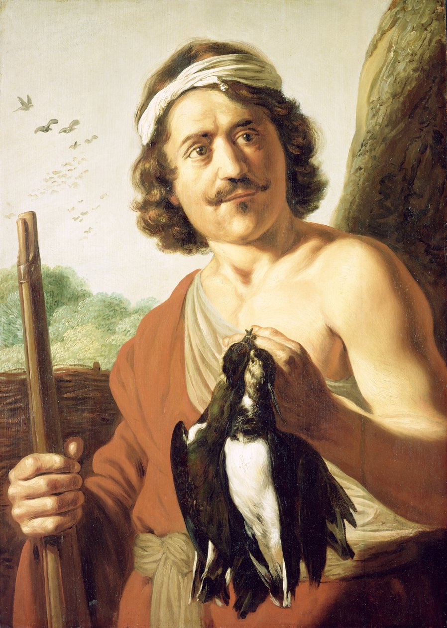 Luft og ungdom: Jæger med musketter og dræbte fugle, 1623-25 af Jan the Elder Lievens
