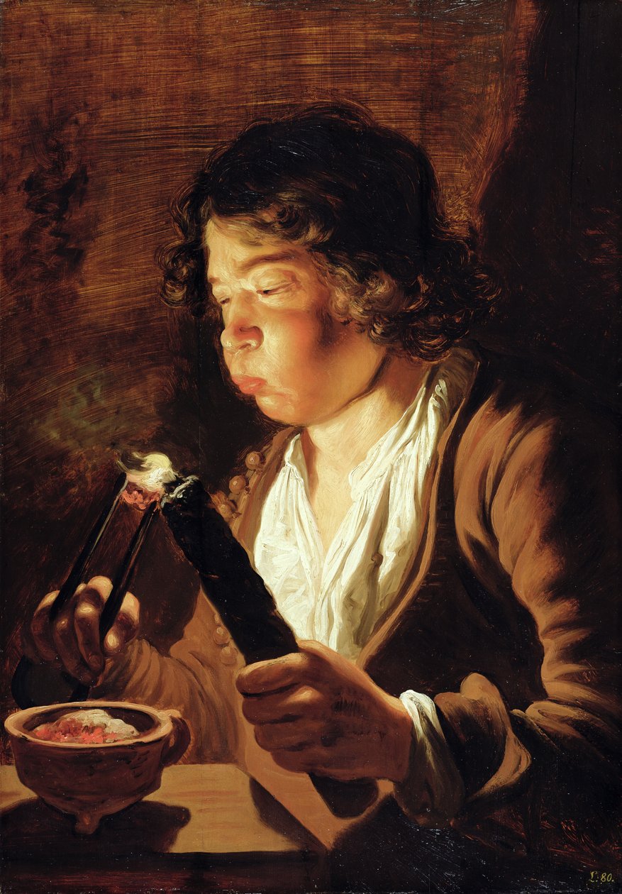 Ild og barndom: Dreng med ildtang og fakkel, 1623-25 af Jan the Elder Lievens