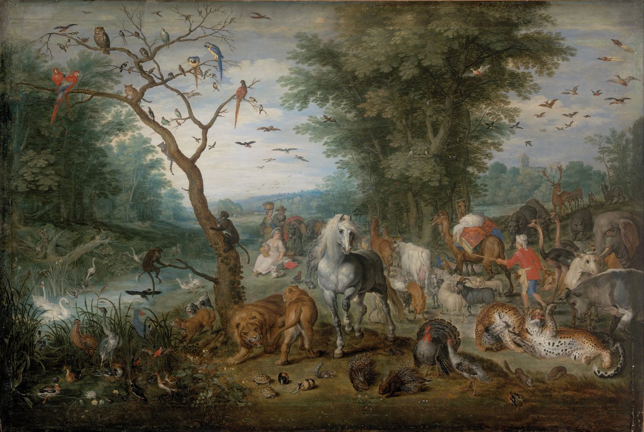 Paradislandskab med dyr - Peinture de Jan Brueghel den Yngre (1601-1678) - 1613-1615 - Olie på træ - 61x90,2 - Szepmuveszeti Muzeum, Budapest af Jan the Younger Brueghel