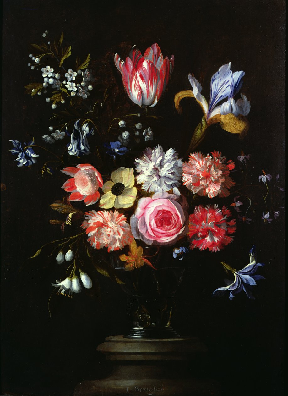 Stilleben af blomster (olie på panel) af Jan the Younger Brueghel