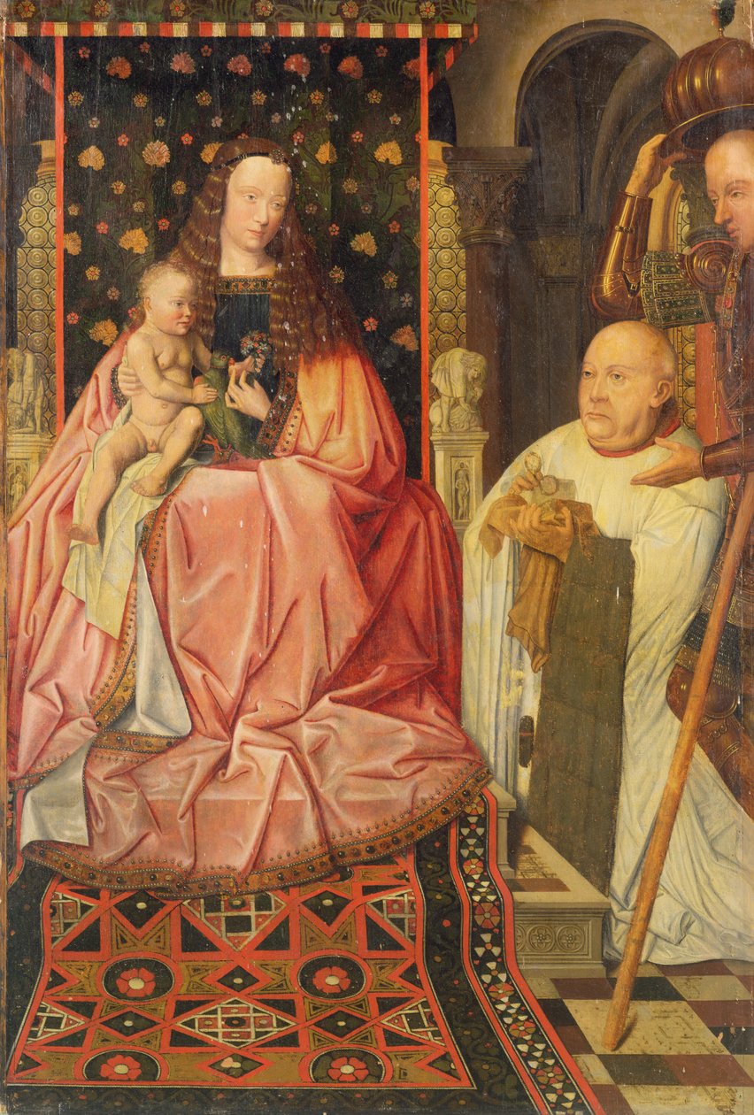 Jomfruen og barnet troner med Saint George og Canon van der Paele, ca. 1436 af Jan van (after) Eyck