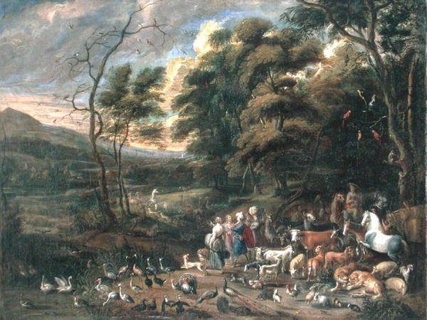Noah and the Animals (olie på lærred) af Jan van (attr. to) Kessel