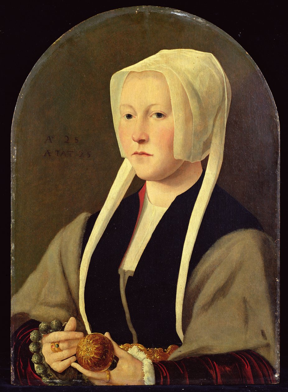Portræt af en dame (maleri) af Jan van (attr. to) Scorel
