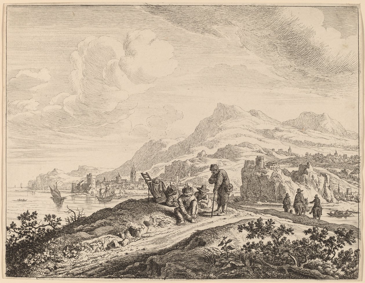 Udsigt over floden Rhinen af Jan van Aken after Herman Saftleven