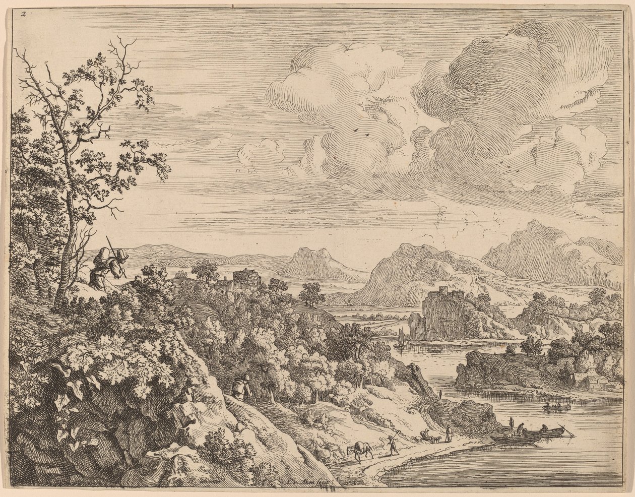 Udsigt over floden Rhinen af Jan van Aken after Herman Saftleven