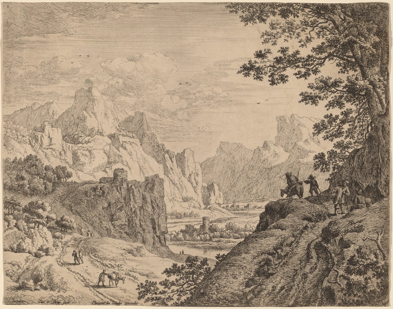 Udsigt over floden Rhinen af Jan van Aken after Herman Saftleven