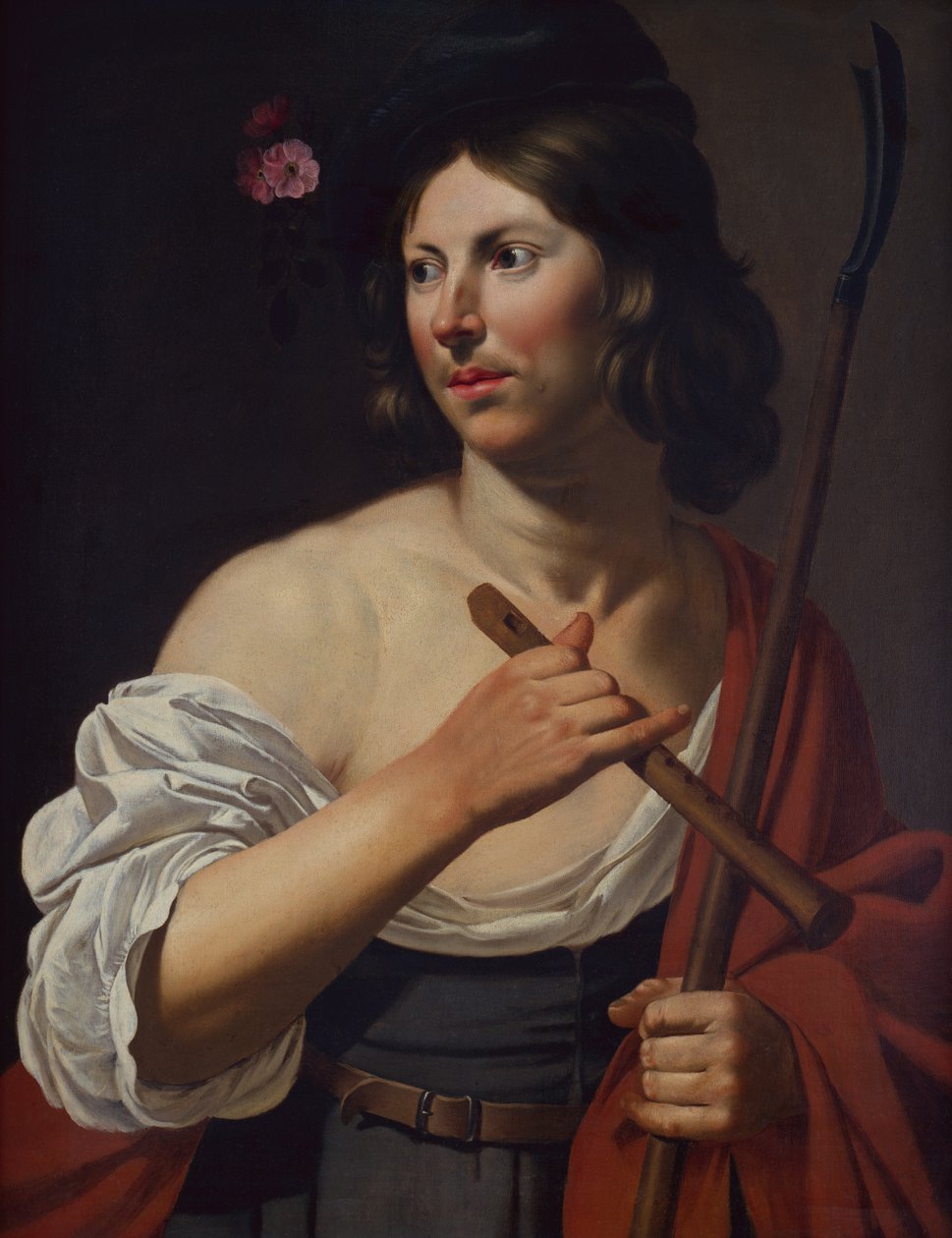 Hyrdedreng med en skurk og en fløjte (olie på lærred) af Jan van Bijlert or Bylert