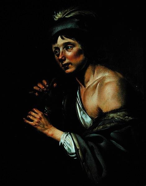 Hyrde med en fløjte (olie på panel) af Jan van Bijlert or Bylert