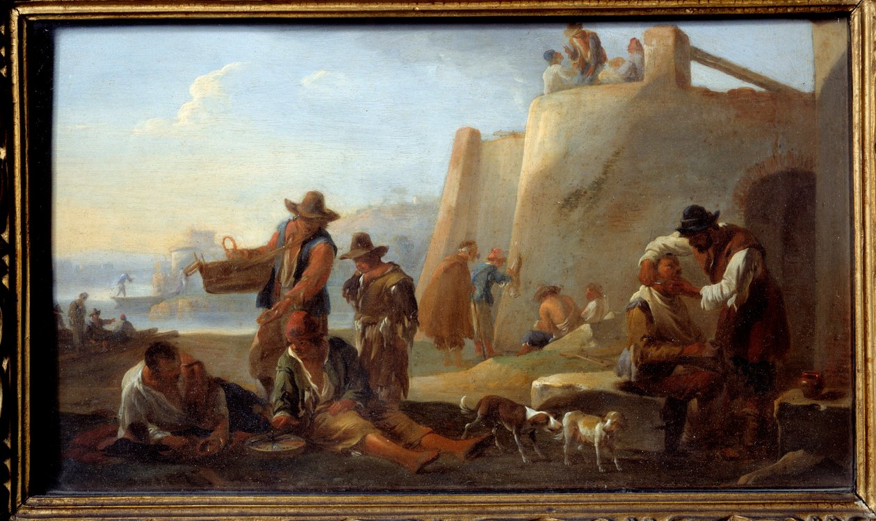 Den napolitanske barber. Maleri af Jan Miel (1599-1663) Ec. Flam. af Jan van Bike Miel