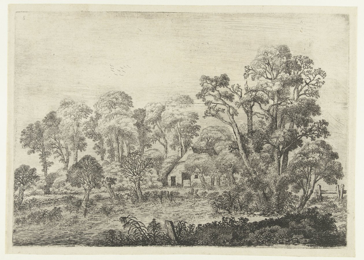 Landskab med en gård ved en dam Landskaber (serietitel) af Jan van Brosterhuyzen