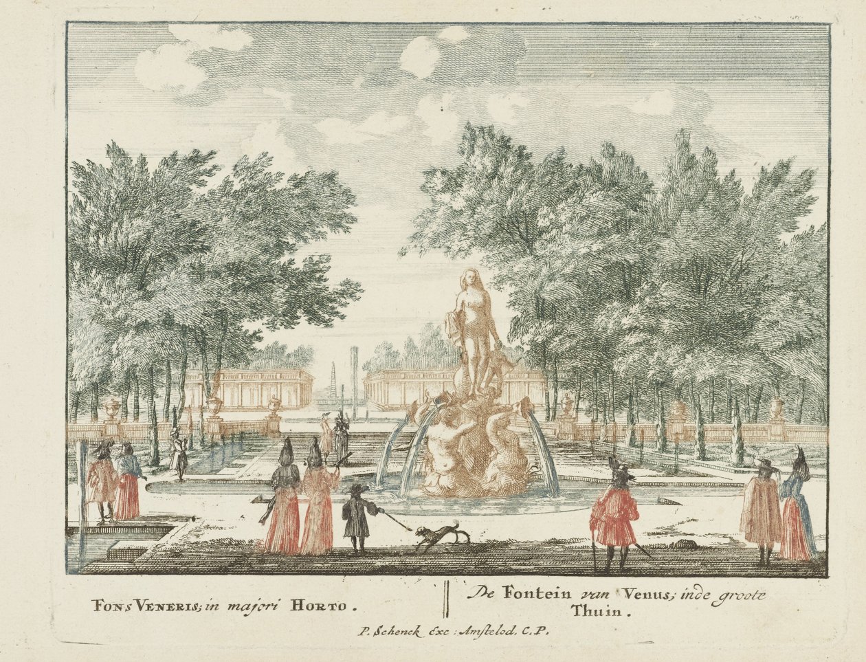 Venus-springvandet i den store have ved Het Loo-paladset Gesichte van het Famous Loo som andre kongehuse (serietitel) Admirandorum quadruplex spectaculum (serietitel) af Jan van Call (I)