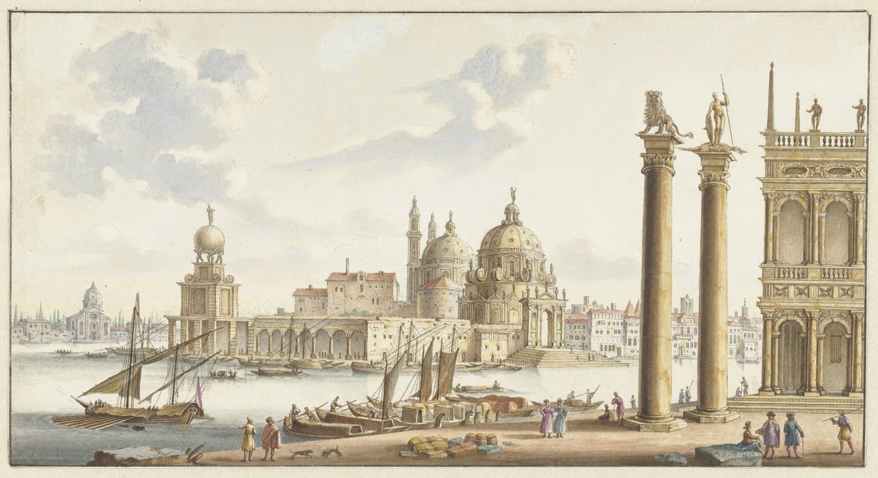 Udsigt over Sta. Maria della Salute fra Markuspladsen i Venedig af Jan van Call (I)