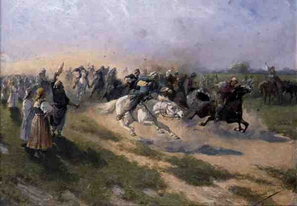 Racing, ca. 1900 (olie på lærred) af Jan van Chelminski