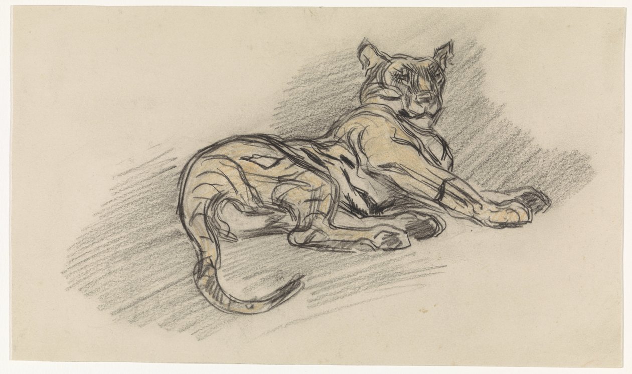 Liggende tiger, vender mod højre af Jan van Essen