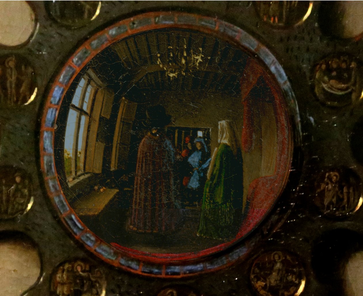 Detalje fra portrættet af Giovanni Arnolfini og hans kone af Jan van Eyck