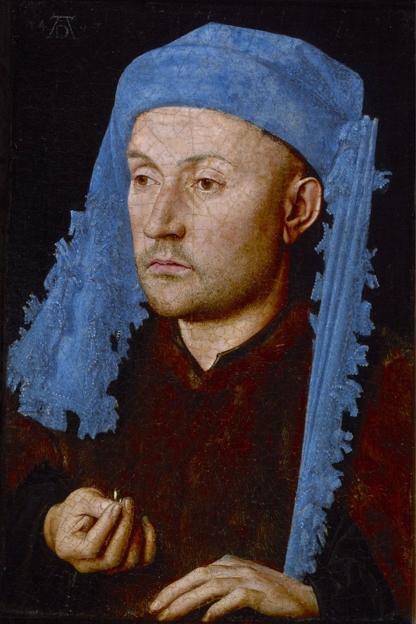 Mand med blå kasket af Jan van Eyck