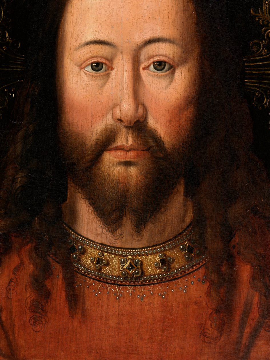 Portræt af Kristus (olie på panel) (detaljer) af Jan van Eyck