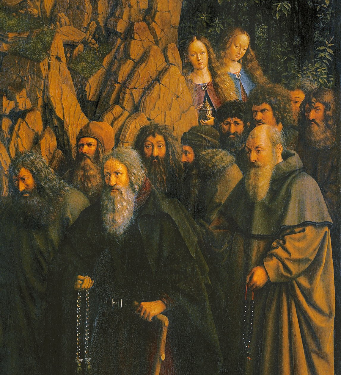 Eremitterne guidet af St. Christopher fra højre side af Gent-altertavlen af Jan van Eyck