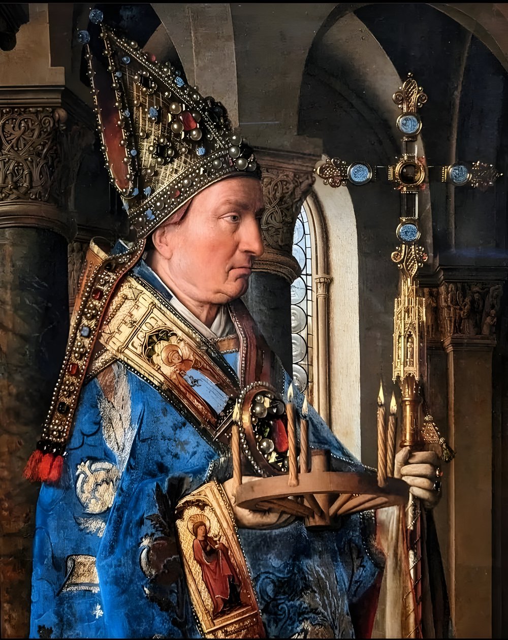 Jomfru og barn med Canon van der Paele af Jan van Eyck
