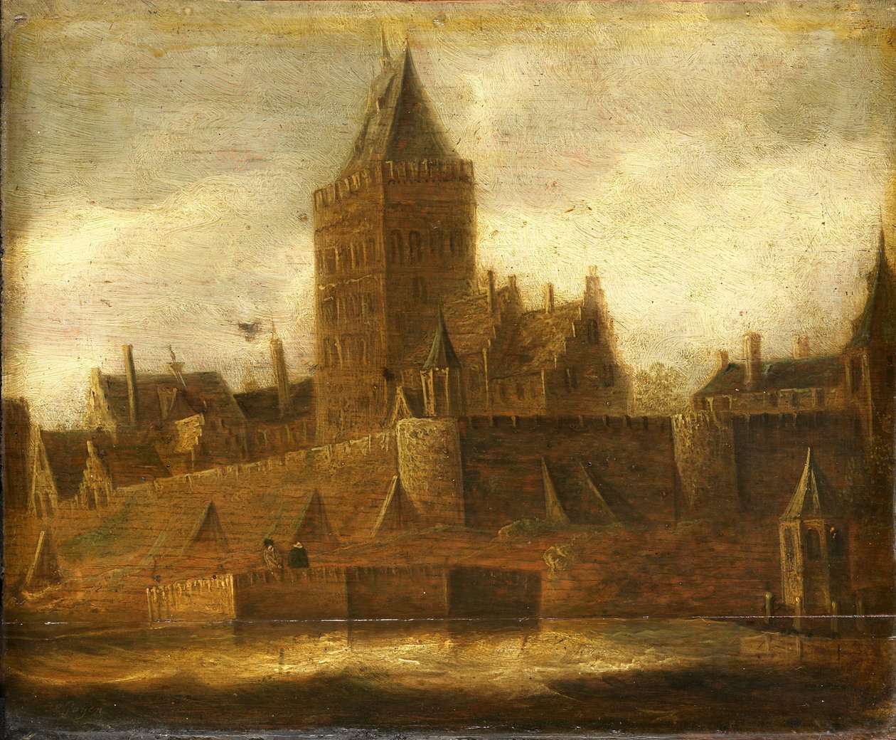Udsigt over Valkhof i Nijmegen af Jan van Goyen (manner of)