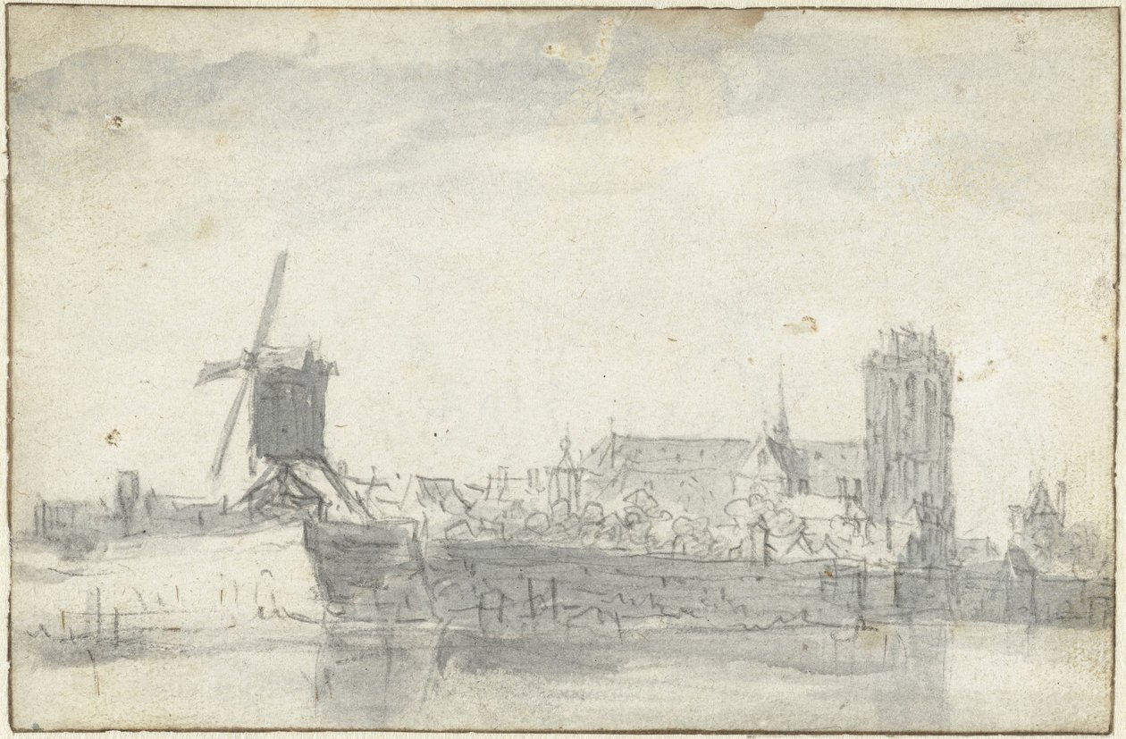 Udsigt over Dordrecht fra vandet af Jan van Goyen (possibly)