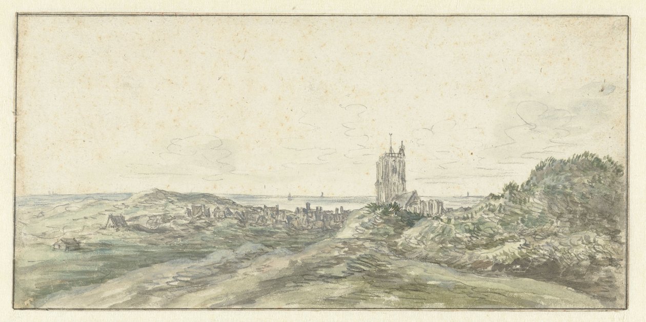 Udsigt over Egmond aan Zee af Jan van Goyen (possibly)