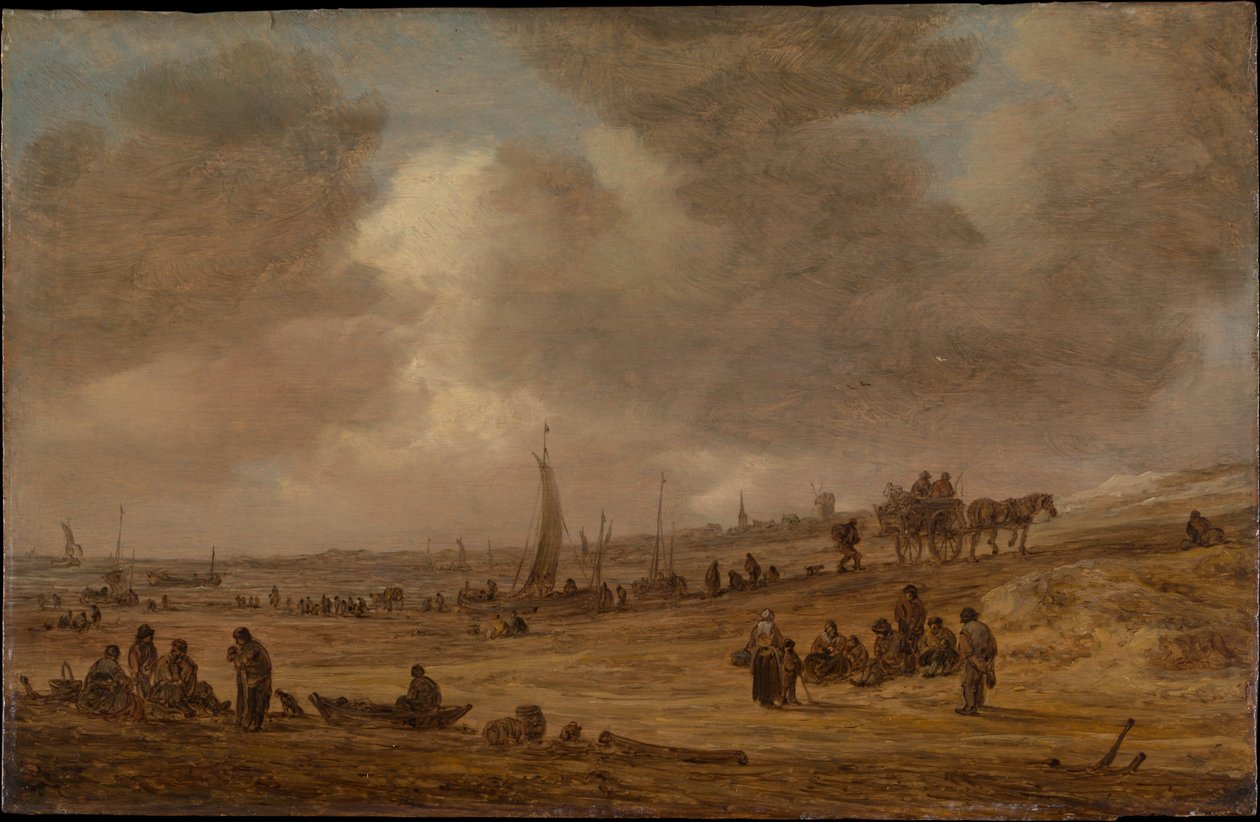 En strand med fiskerbåde af Jan van Goyen