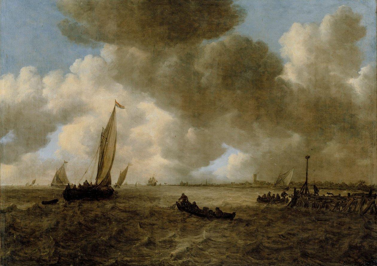 Et stormfuldt havlandskab af Jan van Goyen