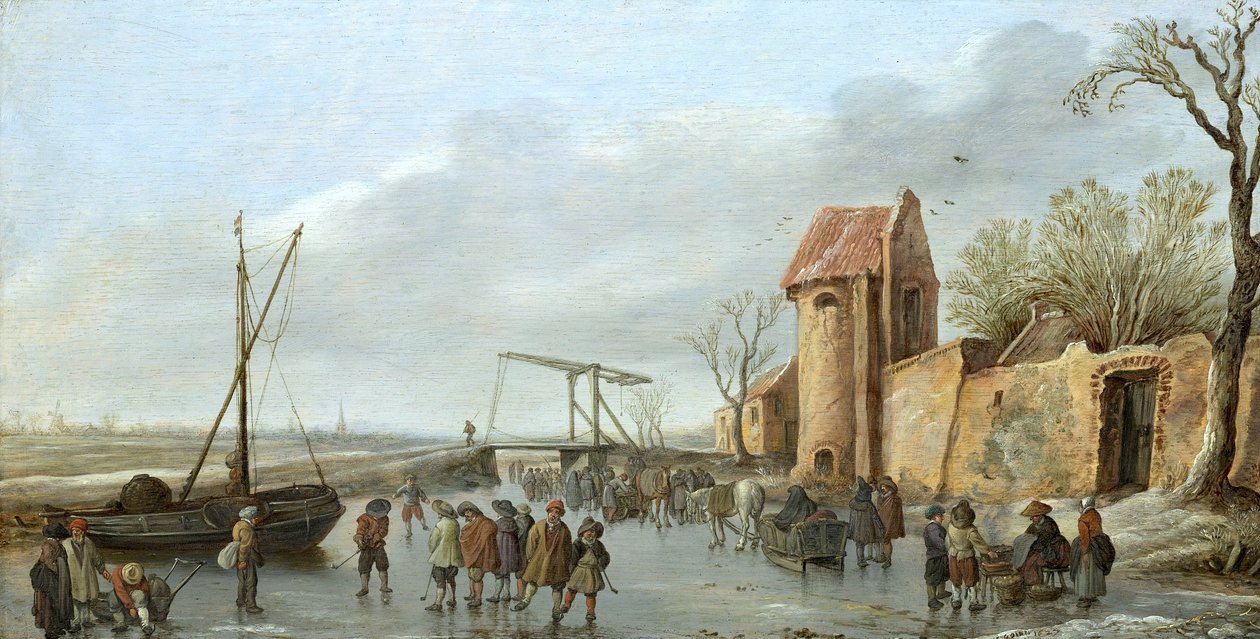 En scene på isen af Jan van Goyen