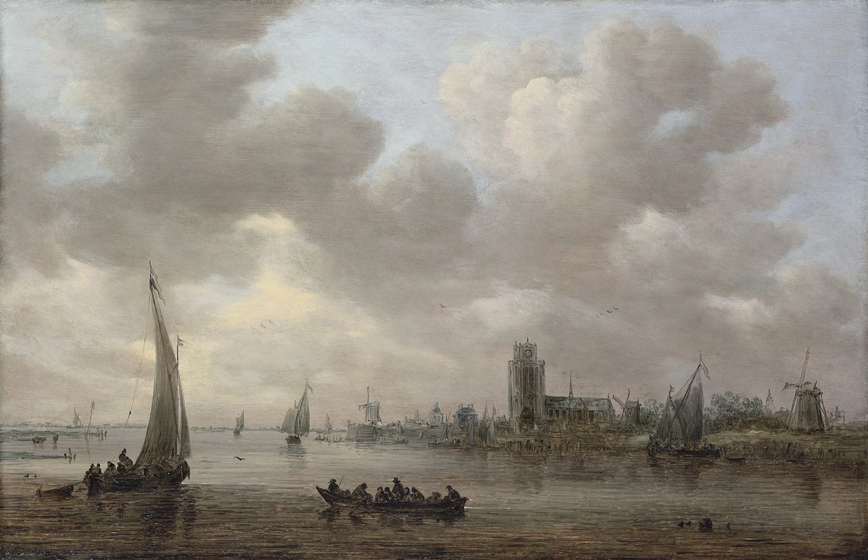 En udsigt over Maas med Dordrecht bagved af Jan van Goyen