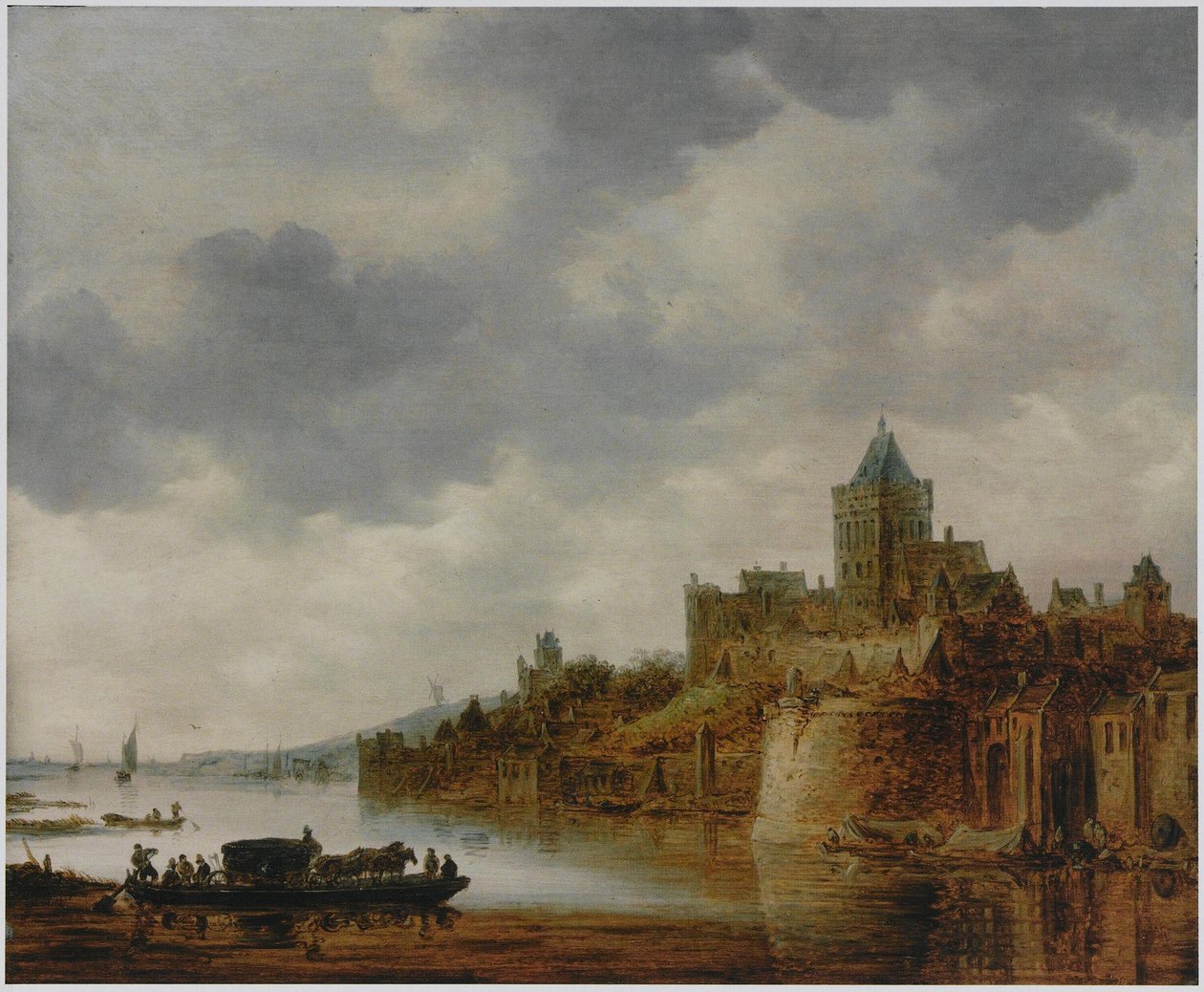 Hollandsk: Flodlandskab med udsigt over Valkhof, Nijmegen Flodlandskab med udsigt over Valkhof, Nijmegen af Jan van Goyen